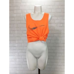Nike Miler Orange Tank Medium Chest Logo Dri Fit